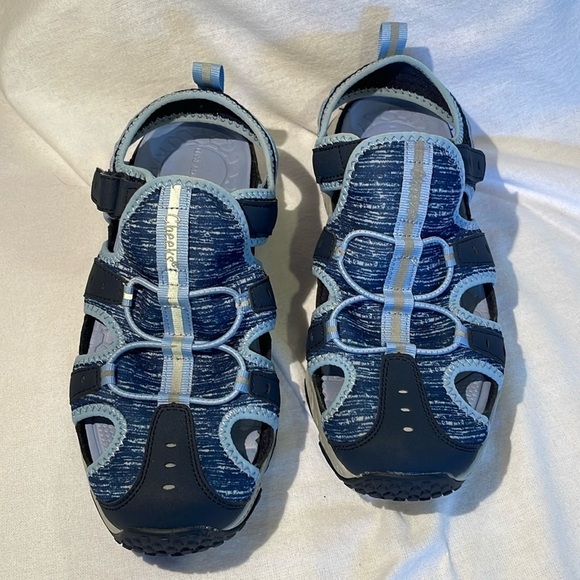 Cheeks Fitbody Sport Sandals women’s size 7 1/2W, EUC, Blues, velcro - Picture 1 of 12